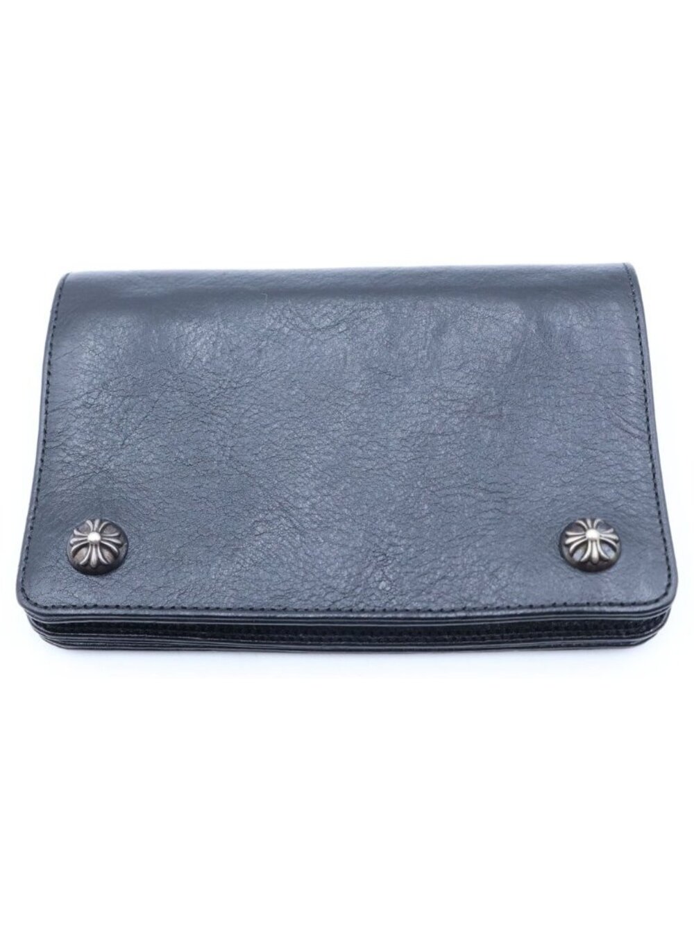 Chrome Hearts Cross Ball Button Leather Wallet Black